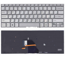 Клавиатура для ноутбука Sony SVF14N FIT серебристая с подсветкой