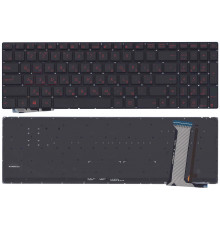 Клавиатура для ноутбука Asus G771, N551 черная без рамки с красной подсветкой