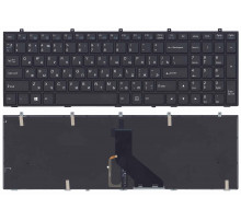 Клавиатура для ноутбука DNS Clevo W350 w370 черная c рамкой (плоский ENTER) подсветка