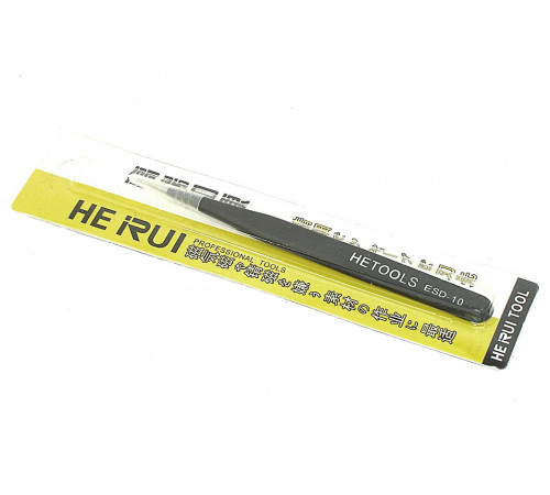 Пинцет HETOOLS ESD-10 прямой, чёрный 120мм 