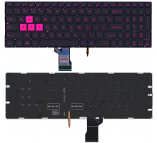 Клавиатура для ноутбука Asus ROG GL502VM черная без рамки с фиолетовой подсветкой
