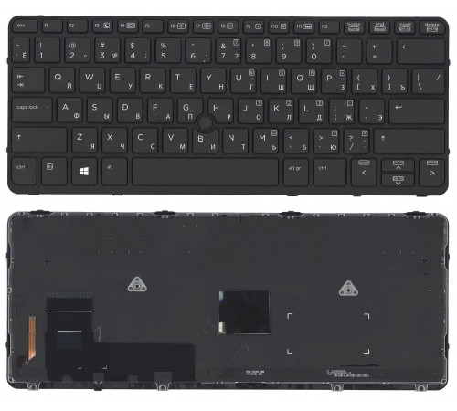 Клавиатура для ноутбука HP EliteBook 720 G1 820 G1 черная с черной рамкой, указателем и подсветкой 