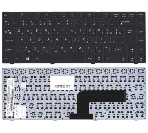 Клавиатура для ноутбука DNS Pegatron B14Y, Clevo W740  черная с рамкой
