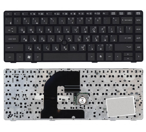 Клавиатура для ноутбука HP EliteBook 8460P ProBook 6460B 6465B черная с черной рамкой с указателем 
