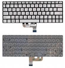 Клавиатура для ноутбука Asus UX333F серебристая с подсветкой