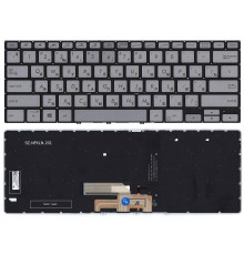 Клавиатура для ноутбука Asus Zenbook Flip 14 UX462DA серебристая с подсветкой 