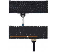 Клавиатура для ноутбука Acer Nitro 5 AN517-41 черная с подсветкой (узкий шлейф, синие буквы)