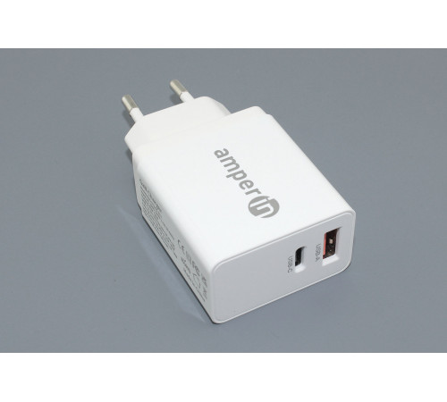 Блок питания (сетевой адаптер) Amperin USB-А, USB-C (YDS-TC045-011) 45W, white