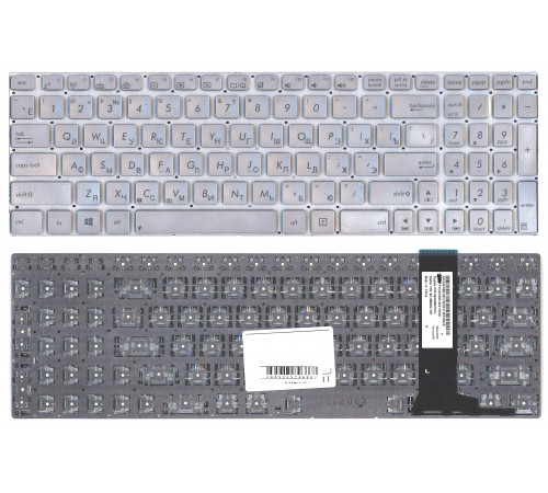 Клавиатура для ноутбука Asus N550 серебристая без подсветки