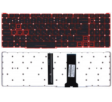 Клавиатура для ноутбука Acer Nitro 5 AN515-54 черная с красной подсветкой (красная подложка)