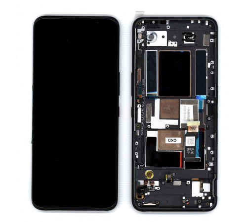 Дисплей для Asus ROG Phone 5s Pro ZS676KS черный с рамкой 90AI0091-R20020