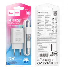 Блок питания (сетевой адаптер) HOCO C134A Solid USB-Type-C с кабелем, белый