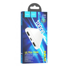 Внешний аккумулятор Powerbank HOCO J100 High-ranking, 10000mAh, 2.1A, 2xUSB/1xType-C, белый