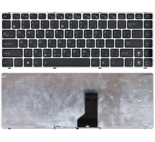 Клавиатура для ноутбука Asus UL30 K42 черная с серебристой рамкой